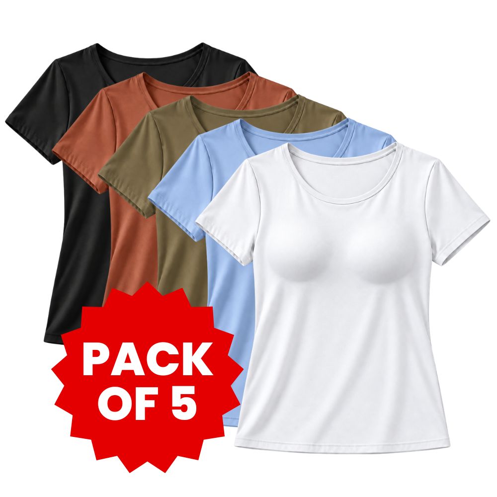 Built-In Bra Comfort T-Shirt - Pack of 5