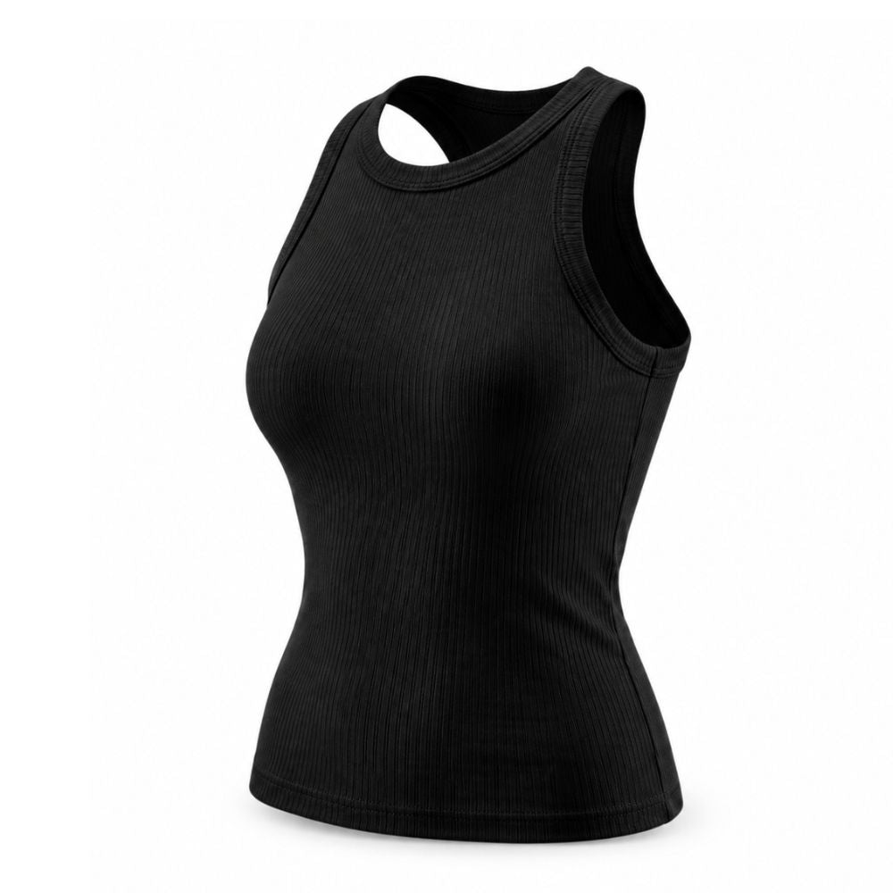 Built-In Bra Ribbed Racerback Tank Top