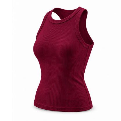Built-In Bra Ribbed Racerback Tank Top
