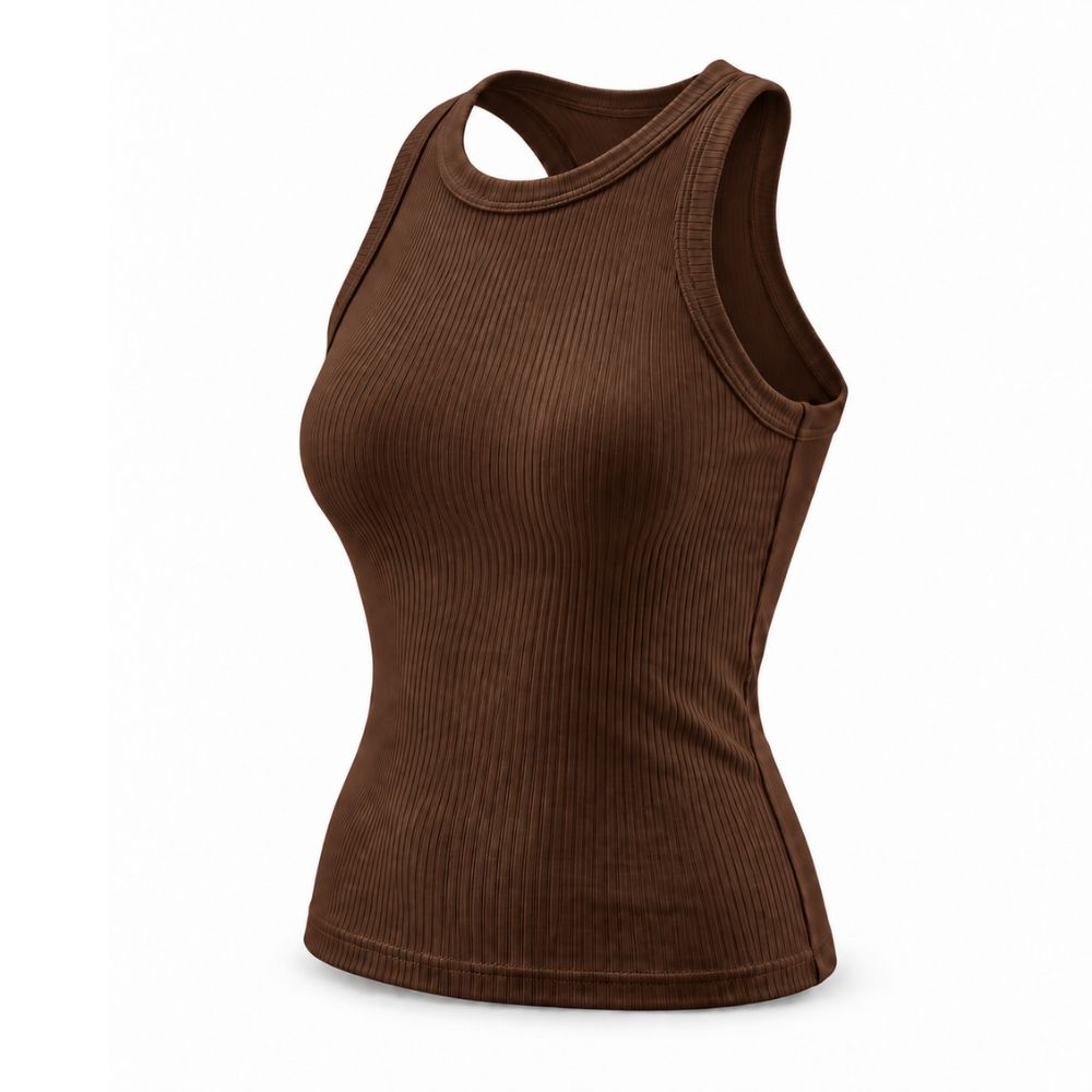Built-In Bra Ribbed Racerback Tank Top