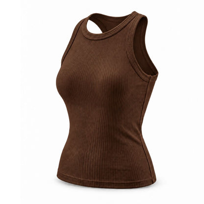 Built-In Bra Ribbed Racerback Tank Top