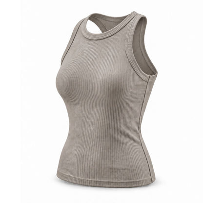 Built-In Bra Ribbed Racerback Tank Top