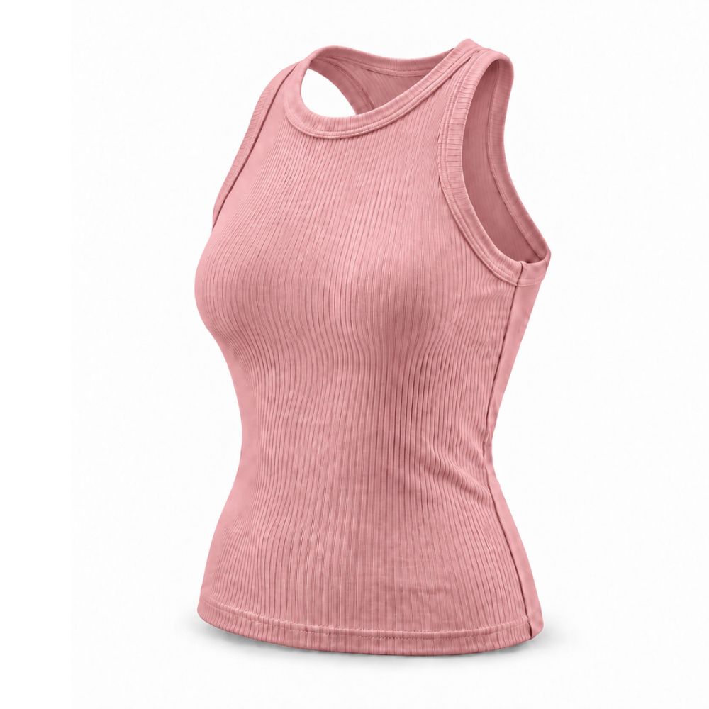 Built-In Bra Ribbed Racerback Tank Top