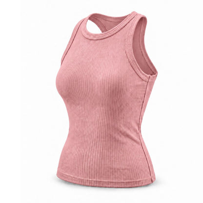 Built-In Bra Ribbed Racerback Tank Top