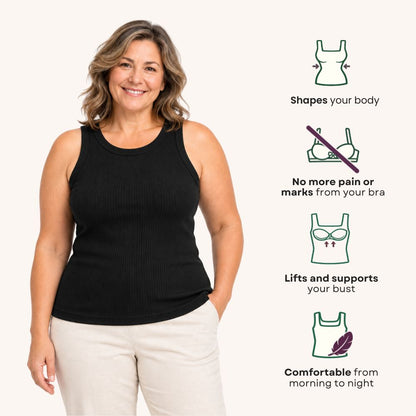 Built-In Bra Ribbed Racerback Tank Top