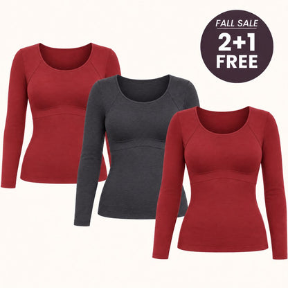 Built-In Bra Long Sleeve Comfort T-Shirt