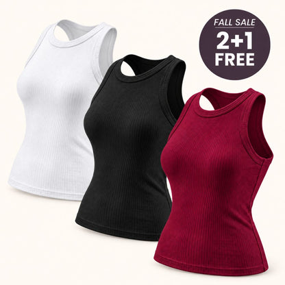 Built-In Bra Ribbed Racerback Tank Top