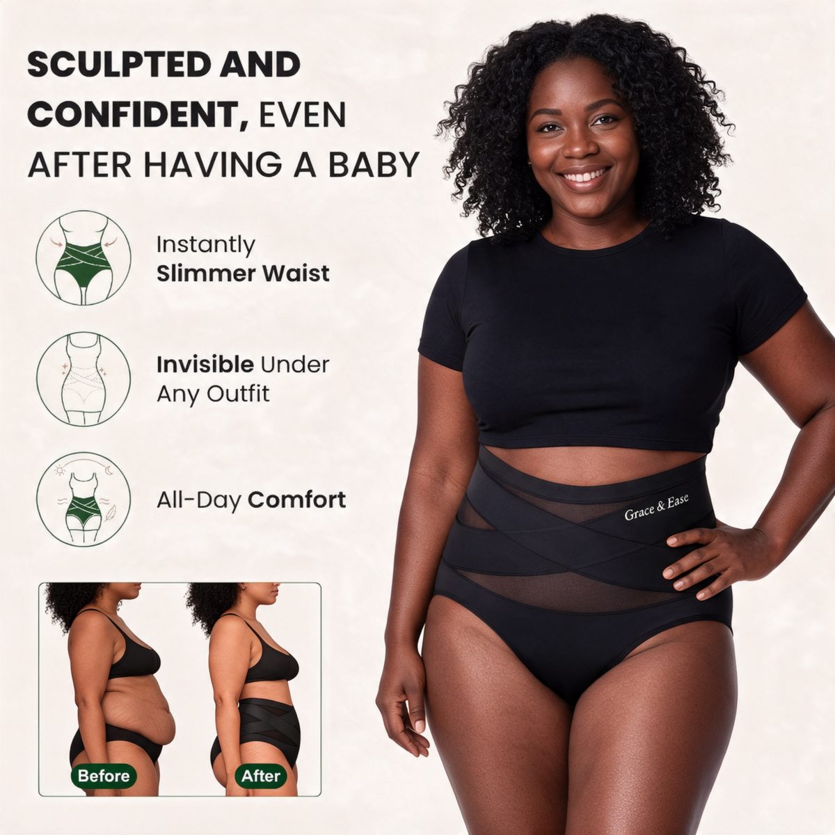 Sculpt Brief Black - sculpted and confident after baby